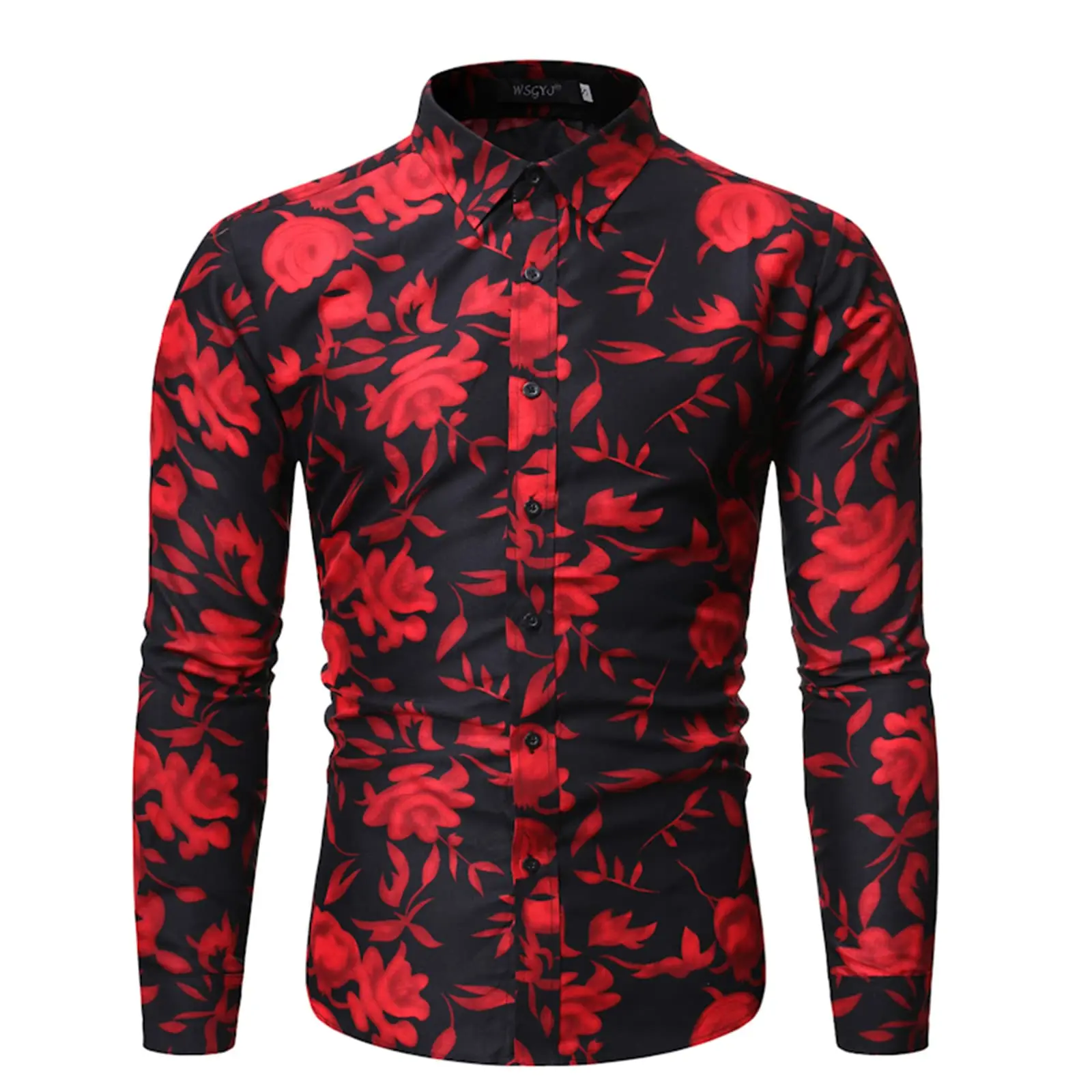 Mens Retro Graphic Shirt 3D Flower Printed Long Sleeve Shirt Men Casual Fashion Hip Hop Unisex Clothing