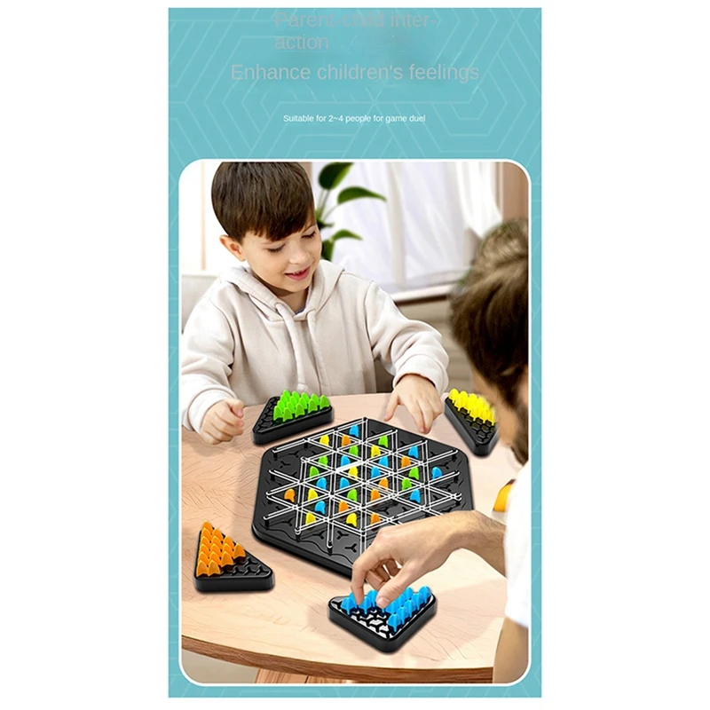 Rompecabezas de ajedrez de cadena geométrica, juego de mesa de ajedrez triangular, ejercicio interactivo familiar, pensamiento, lógica para niños