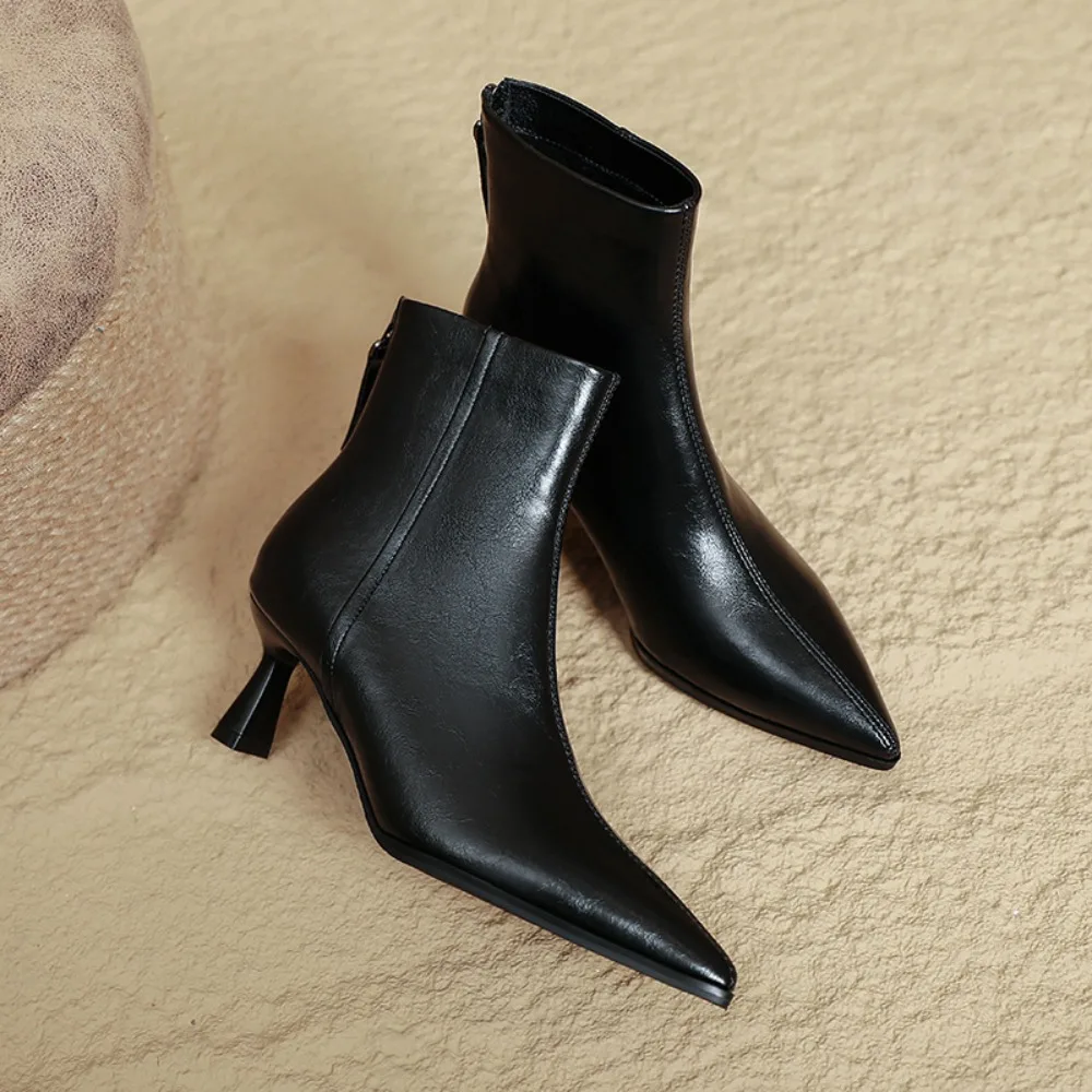 Pointed Short Boots Women's 2026 Autumn Winter New Womens Boots White High-heeled Boot Women Thin-heeled Medium Tube Ankle Boots