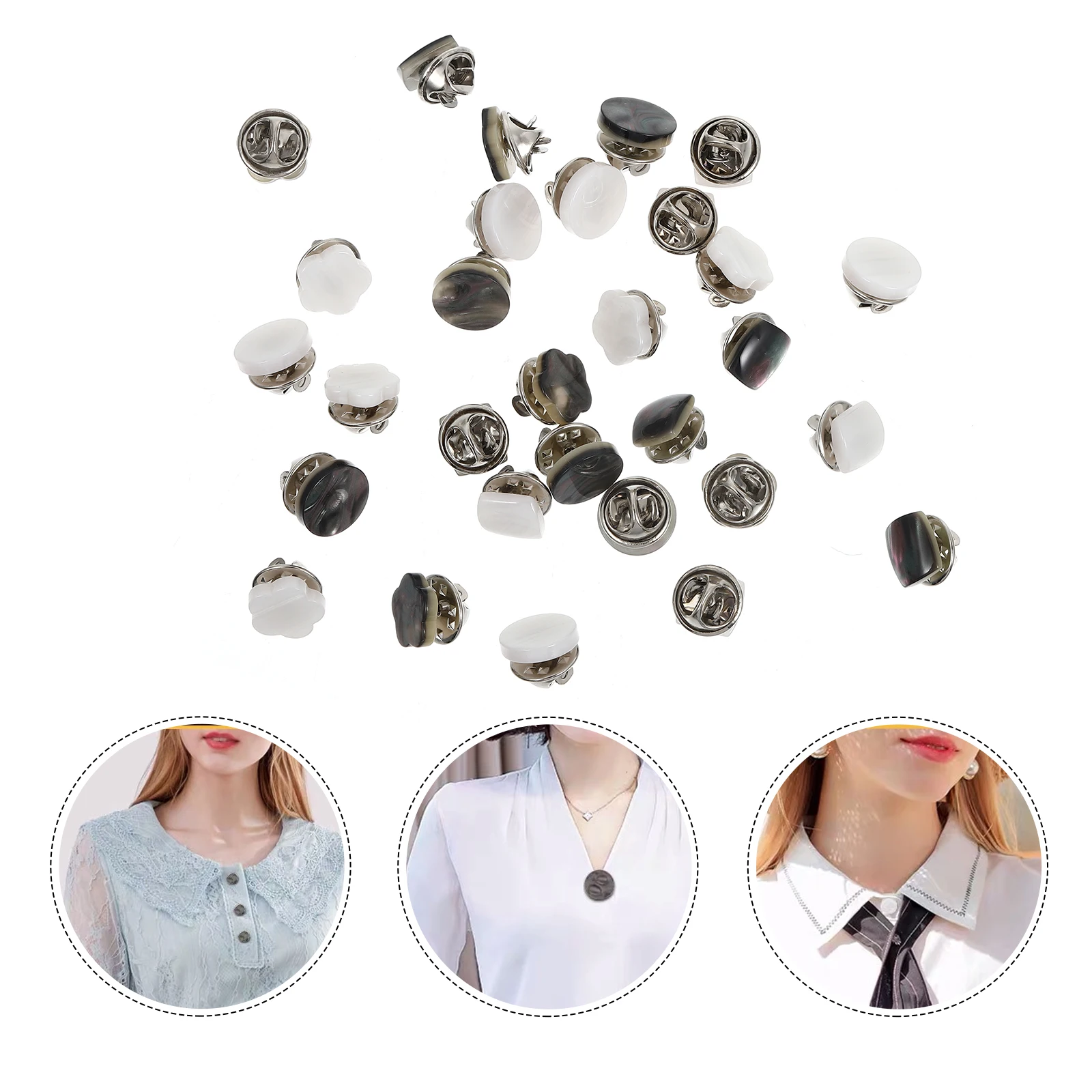 

30pcs Anti Emptied Collar Button Safety Buckle Shell Lady Sweater Brooches Clothing Pin Elegant Practical for Women Fine