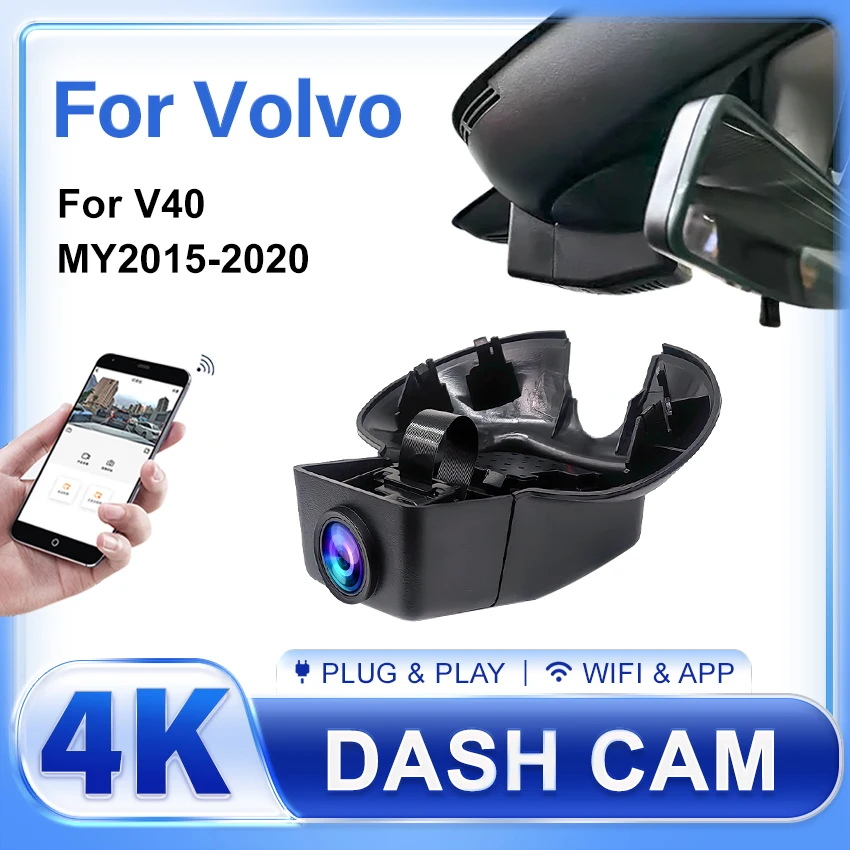 

4K Plug and play Car Dvr Dash Cam Camera Video Recorder Original For Volvo V40 2015 2016 2017 2018 2019 2020 UHD 4K DashCam