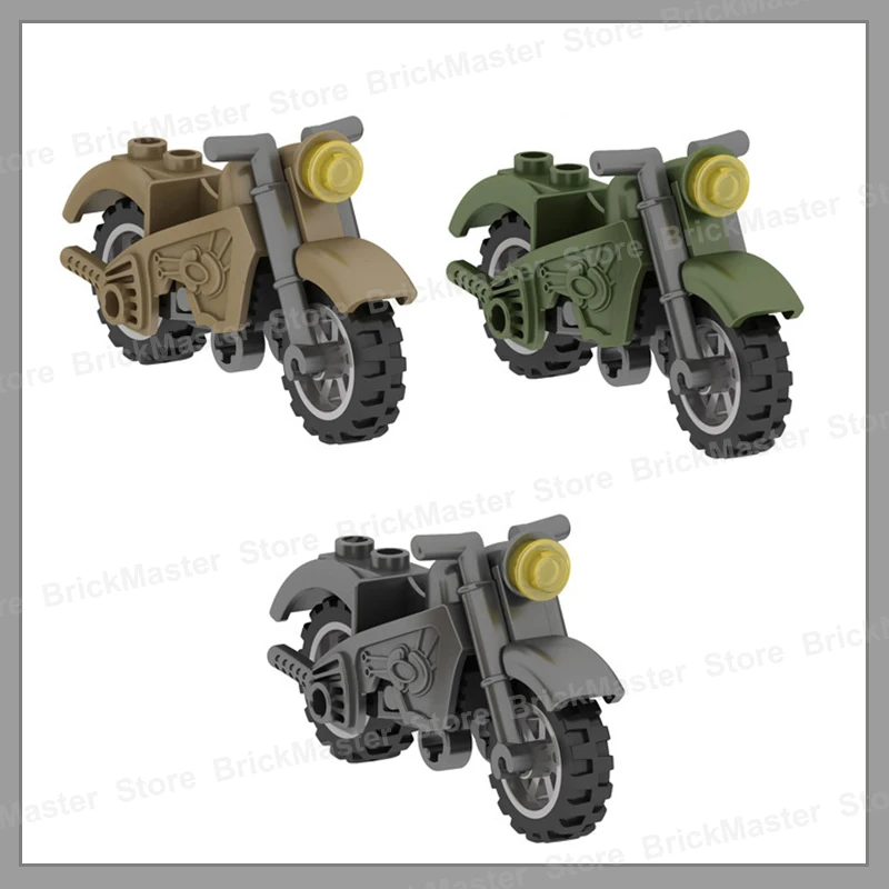 MOC городские аксессуары для мотоциклов, строительные блоки, вид на улицу, полицейский патруль, железная кавалерия, WW2, военные военные кирпичи, игрушки, подарки