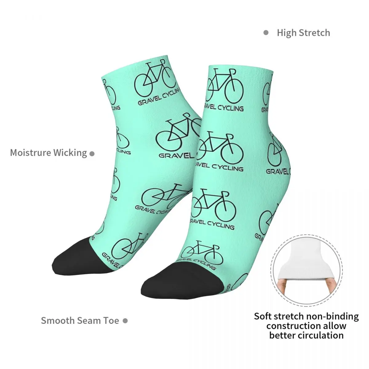 Road Cycling Mint Green Bike Andy Warhol Printed Bicycle Ankle Socks Male Mens Women Summer Stockings Printed