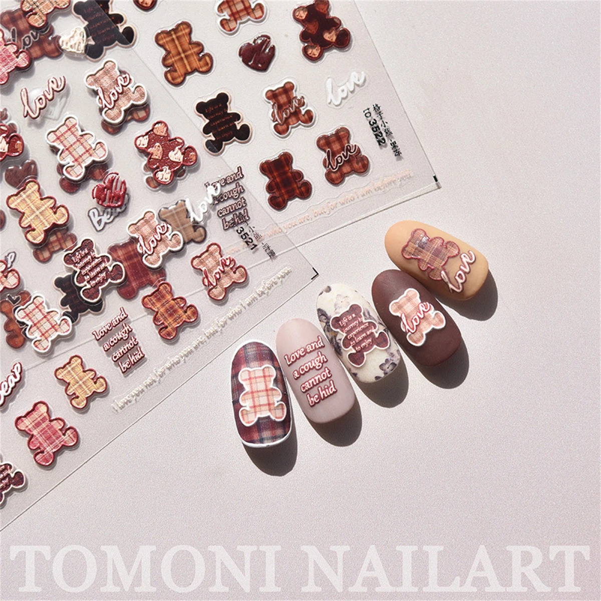 1 pz 5D Jelly Bear Nail adesivi Kawaii cartone animato giapponese animali marroni autoadesivi Nail Art decalcomanie decorazioni accessori fai da te