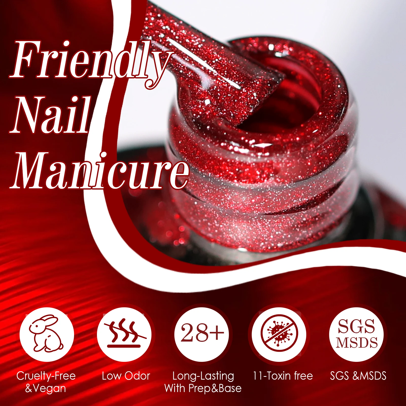 7.5ml Red Cat Eye Gel Nail Polish UV/LED Removable Magnetic 3D Nail Art Glitter Nail Polish Long-Lasting Nail Art Gel Varnish