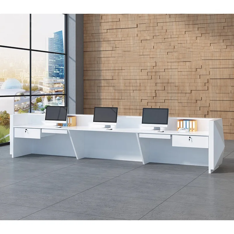 Company paint front desk, stylish and simple special-shaped reception  consultation bar, creative welcome cashier table