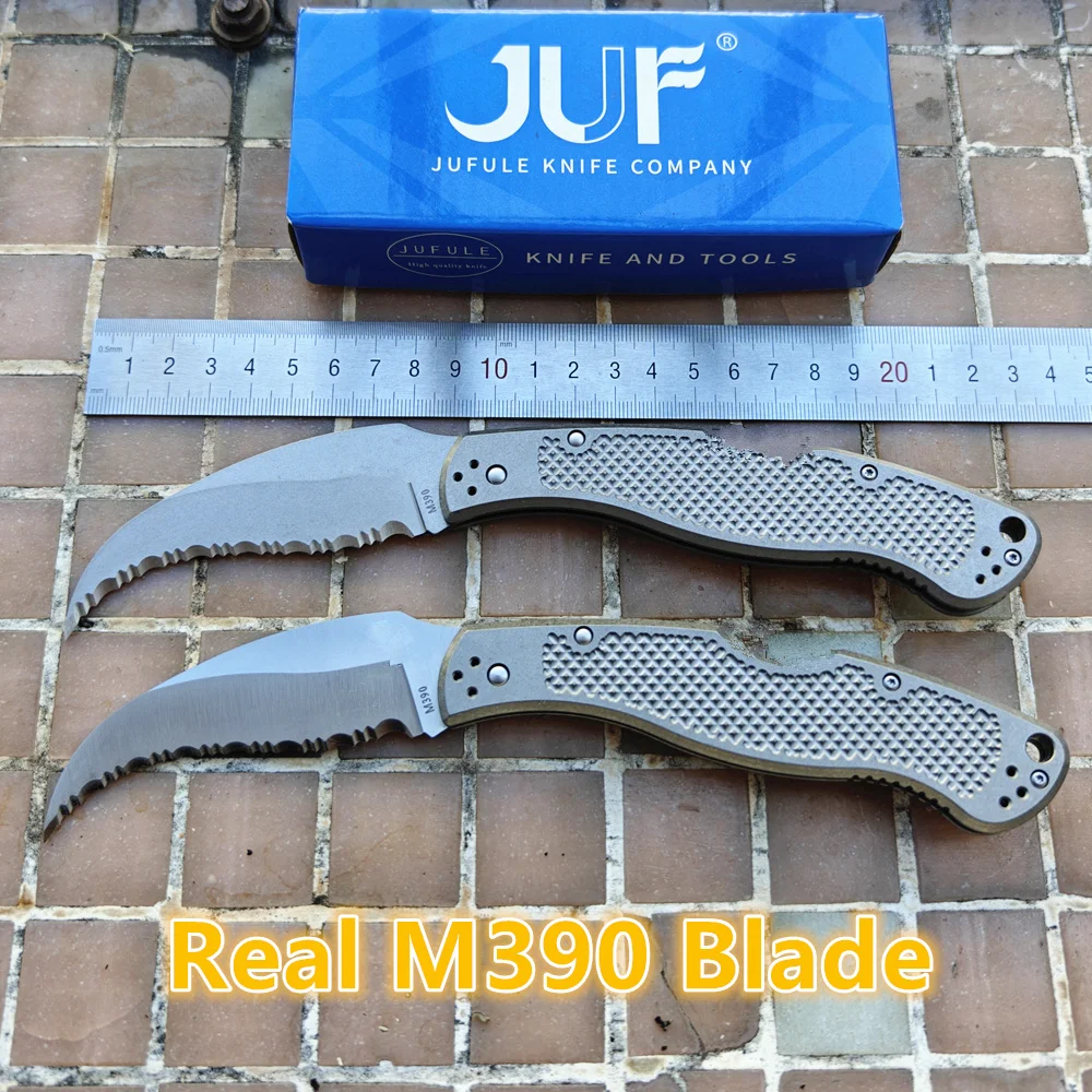 JUFULE RH12 2.0 100% M390 شفرة التيتانيوم مقبض النحاس غسالات التكتيكية جيب بقاء مخيم هانت في الهواء الطلق EDC أداة سكين للفرد #1