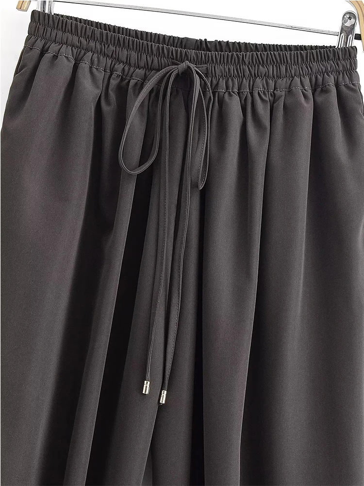 Pantalones nuevos de otoño para mujer, moda femenina 2025, pantalones de pierna ancha de cintura alta de Color sólido, pantalones de ocio de calle alta para mujer ﻿