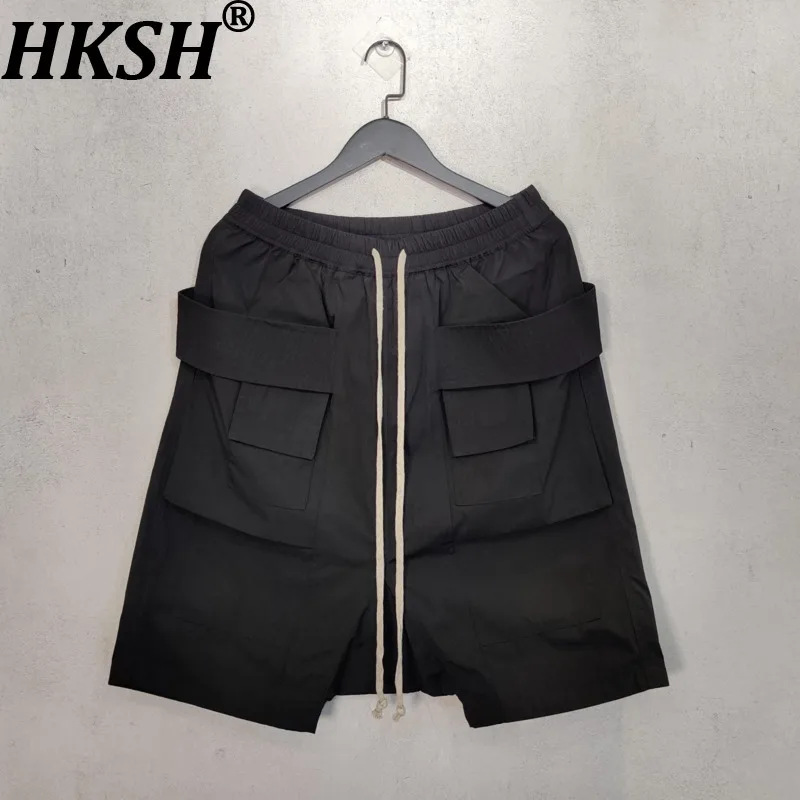 HKSH Summer Version Dark Gothic Style Double Pocket Cargo Pants Trend Loose Shorts Versatile High Street Chic Ins Capris HK18848