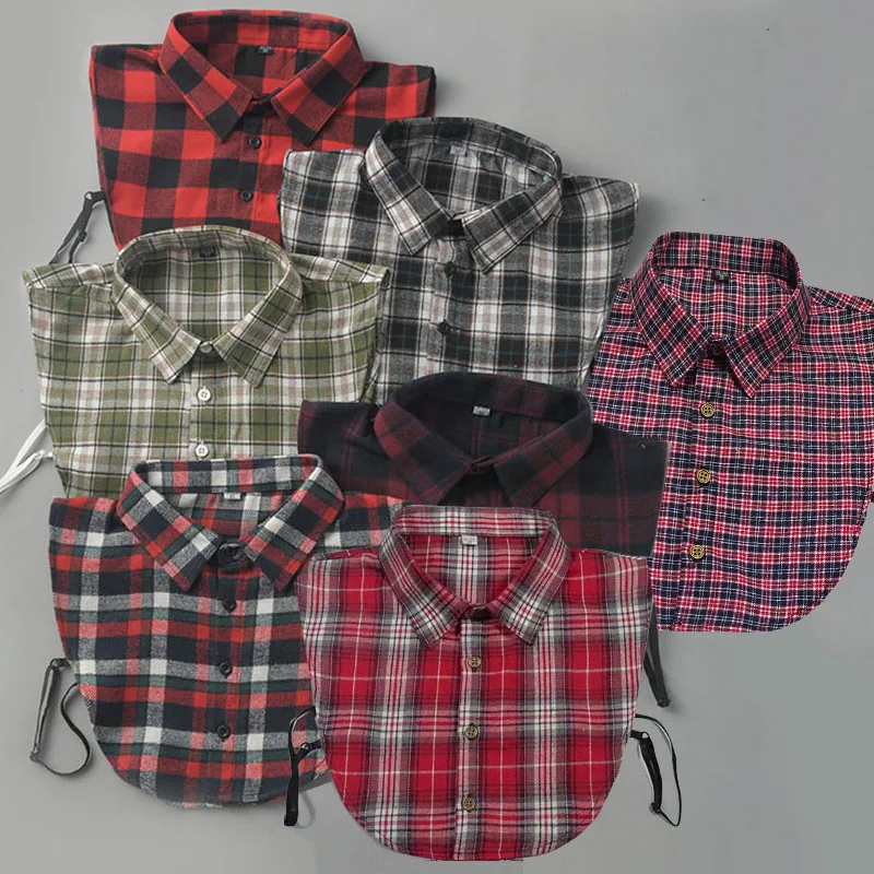 

Plaid Fake Collar Shirt Men 2024 Removable False Collar Shirt Fake Collar For Women Men Size 38 To 44 Detachable Nep Kraagie