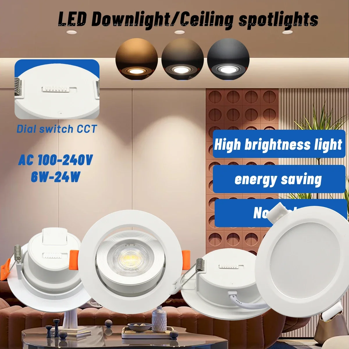 4pcs Recessed LED Spot Light com Controle de Intensidade e Cor: Uma Solução Ideal para Iluminação de Teto