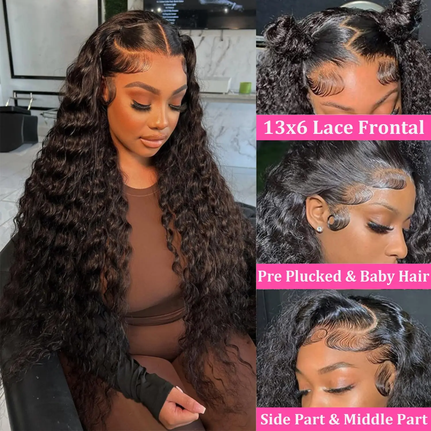 30 inch 13x4 Deep Wave Lace Frontal Wig Human Hair Water Wave 13x6 Lace Front Wig Loose Wave Lace Wig Curly Wigs 100% Human Hair