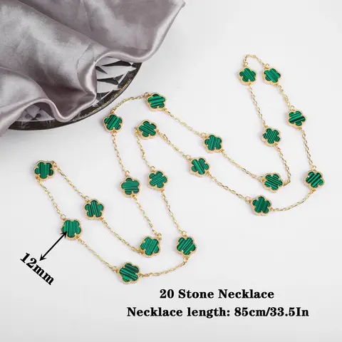 Stylish simple Lucky 20 Double sided stone five-leaf flower sweater Elegant necklace for women Gift Jewelry Clover