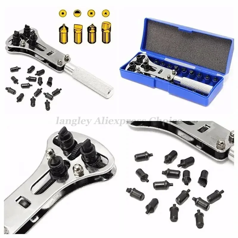 Adjustable Screw Back Remover Wrench Steel Watch Case Opener Three Jaw Open Cover Tool Bottom Opener Watch Repair Tools Kit 4pcs