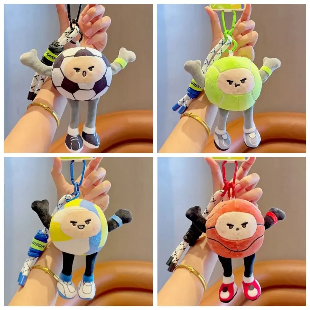 Bag Hanging Accessories, Cute Plush Keychains, Car Key Ring, Soft Cartoon Football Volleyball Basketball Baseball Pendant Gift