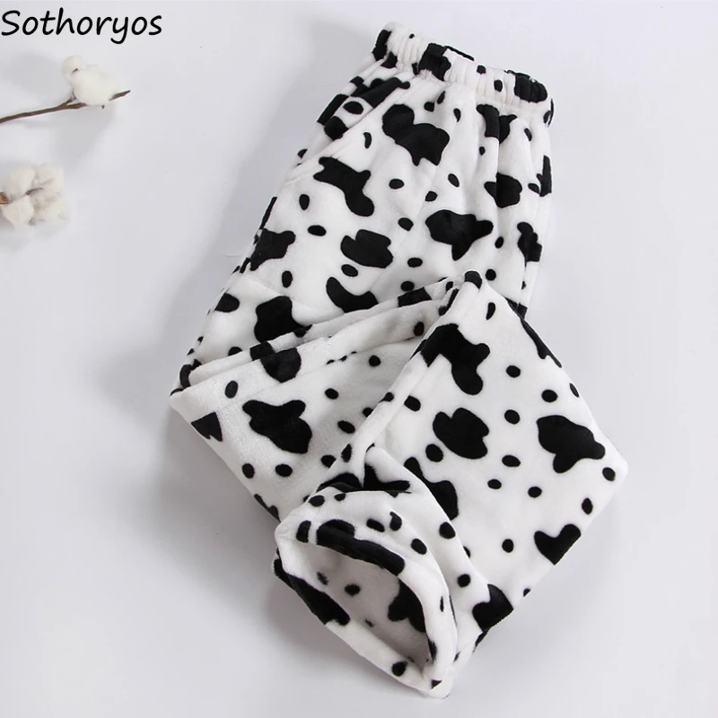 

Women Sleep Bottoms Pants Coral Velvet Elasticity Flannel Stylishd Winter Drawstring Warm BF Female Simple Sleepwear Casual New