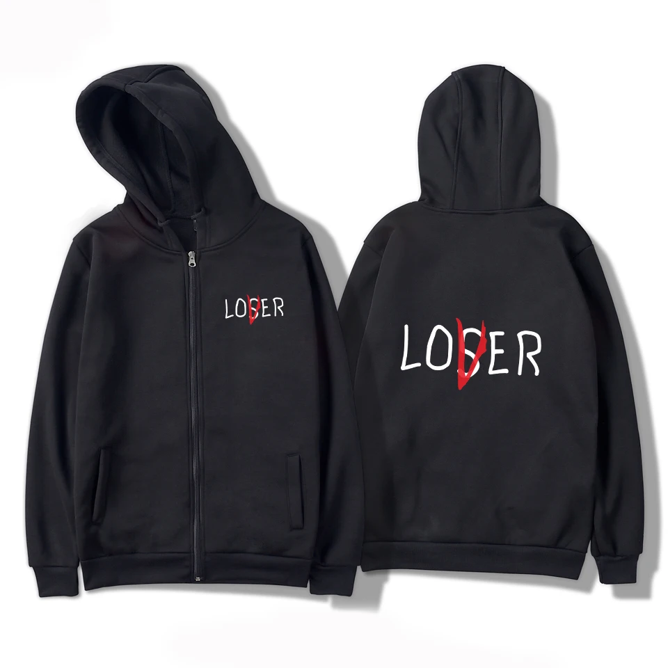 LOVER hoodie ritsleting pria/wanita, atasan kasual bertudung ritsleting hip hop mode daftar baru Pria/Wanita