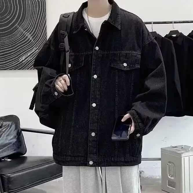 Loose Fit American Style Denim Jacket for Men Autumn Winter New Fashion Big Size 250 Pounds Retro Workwear Open Cardigan Coat