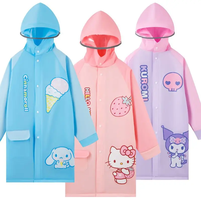 

Cinnamoroll Hello Kitty Anime Kawaii Sanrio Waterproof Raincoat Clothing Cute My Melody Kuromi Cartoon Rain Boots Gifts for Kids