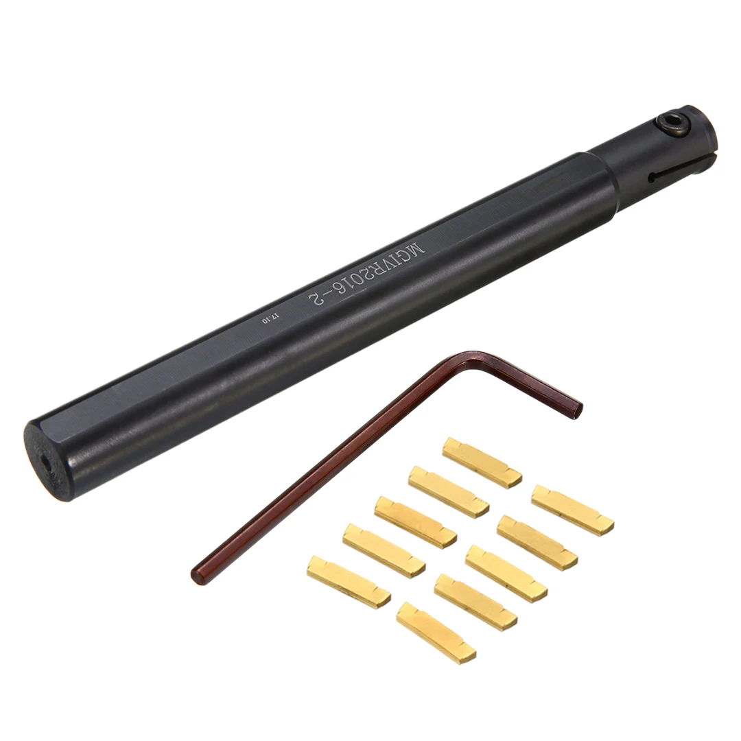 

Professional 10Pc Mgmn200 Carbide Insert + 1Pc High Clamping Force Mgivr2016-2 Lathe Turning Tool + Wrench Machine Milling Cutte