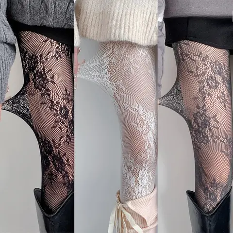 Stylish Maillard Vintage Lace Tights Sexy High Stretchy Pantyhose Trendy Fashion Stockings for Women Soft Comfortable Hosiery
