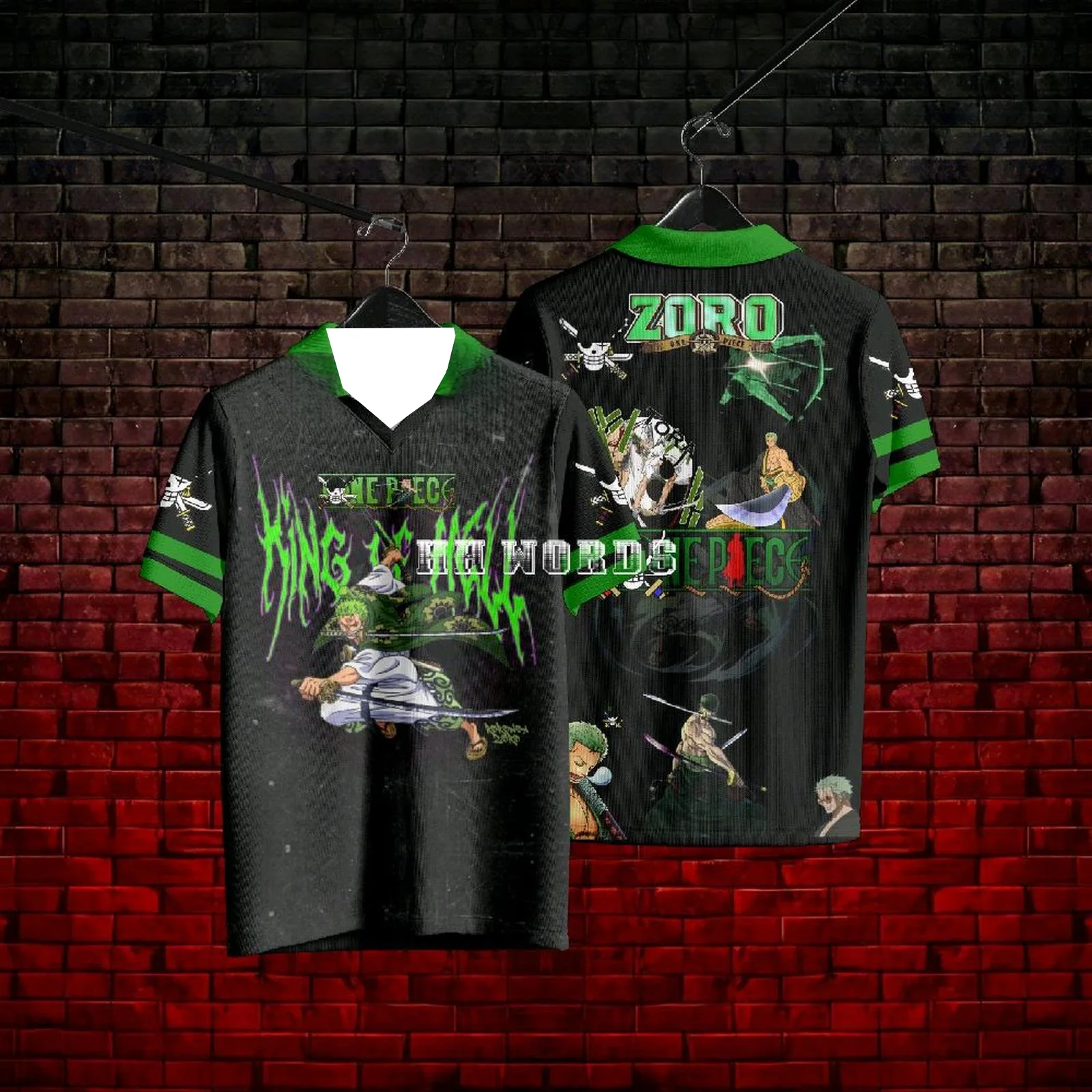 

New Football Jerseys, Japanese Anime Bandai One Piece Luffy and Zoro T-shirt, Sporty Street Loose for Men and Children