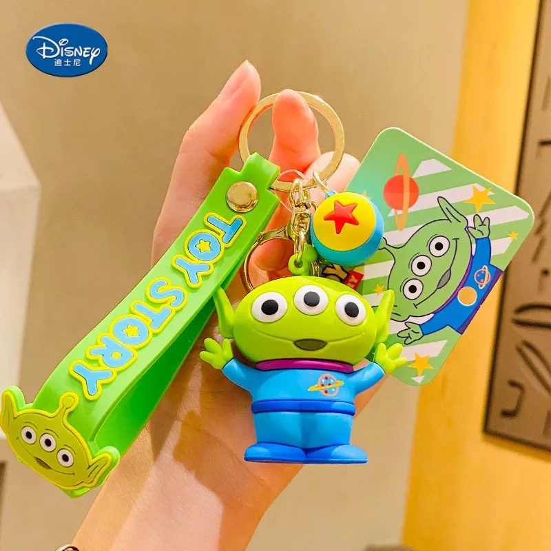 Disney Toy Story Alien Keychain Anime Three Eyes Figure Doll Keyring Bag Pendent Car Key Chian Accessories Toy Gift for Friends