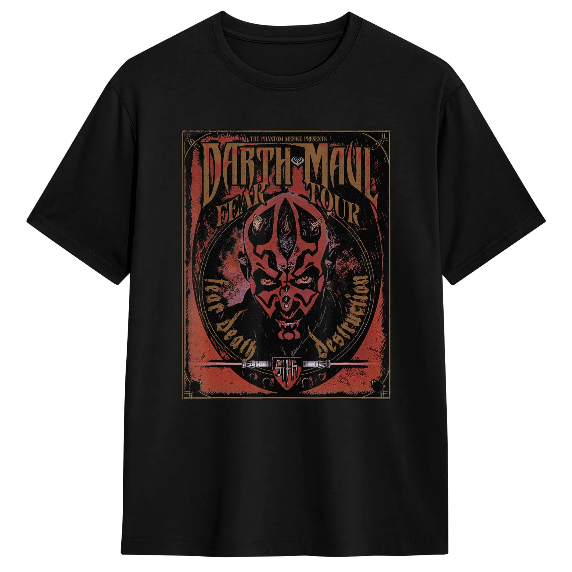 Darth Maul Fear Tour Band T Shirt for Men Pure Cotton Fun T-Shirt Crew Neck  Tees Short Sleeve Tops Gift Idea