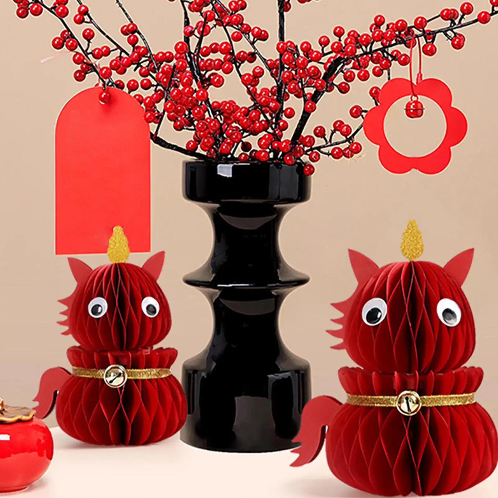 Centro de mesa del Año del Caballo 2026, decoraciones de mesa para Festival de Primavera, decoración de caballo de vacaciones de papel 3D para mesa de fiesta, mantel