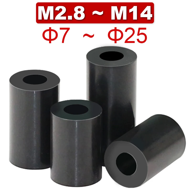 M2.8 M3.2 M4.2~m14 Insulation Abs Isolation Column Pc Board Elevate Gasket Ring Round Hole Nylon Plastic Cushion Through Column