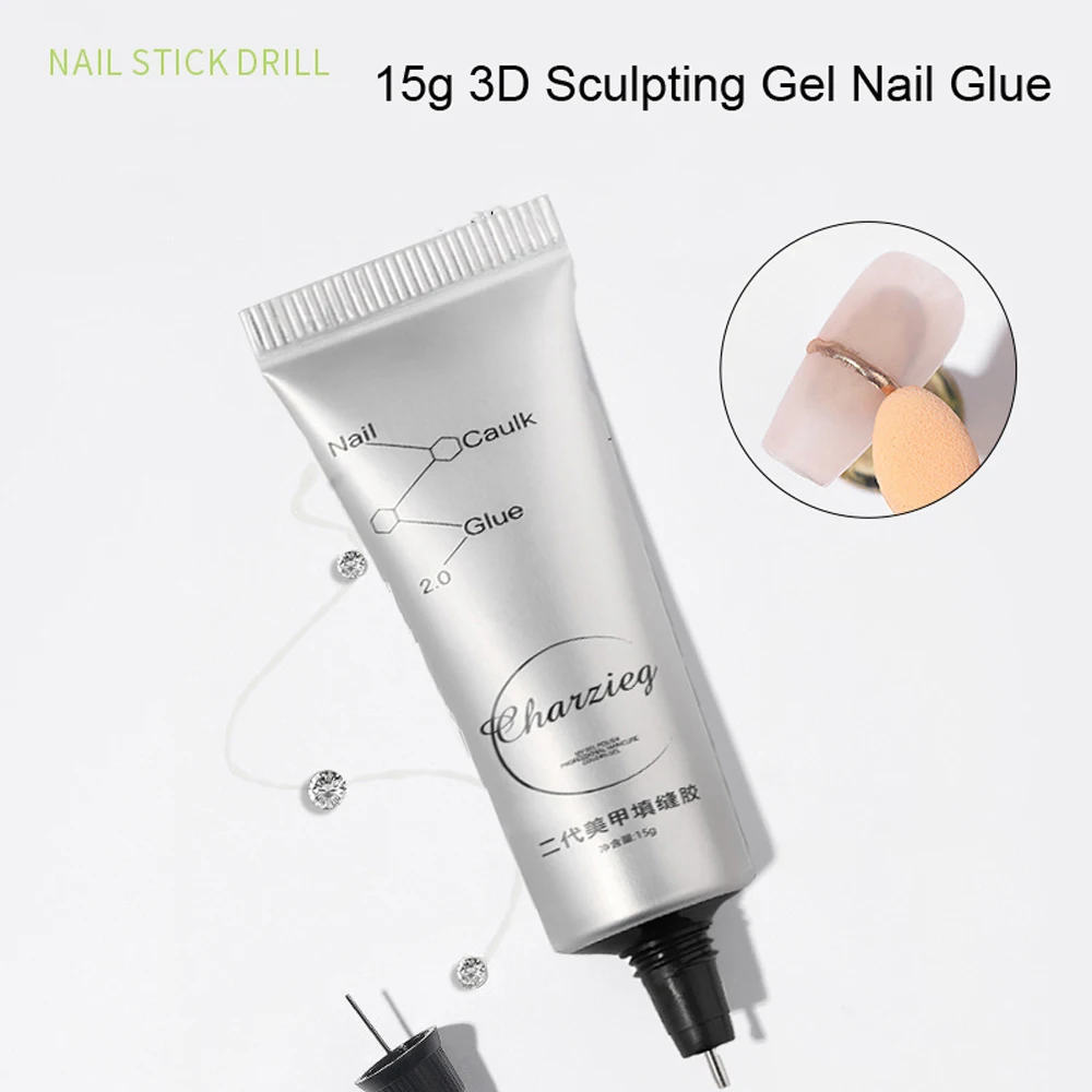 15g Nail Art Rhinestone Glue Gel For Sticky Rhinestones Diamond False Nails Super Adhesive Gems Jewelry Decor UV Nail Polish Gel