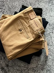 2371# Spring and Autumn New American Retro Cargo Pants Men's Simple 100% Cotton Washed Loose Elastic Casual Straight Trousers