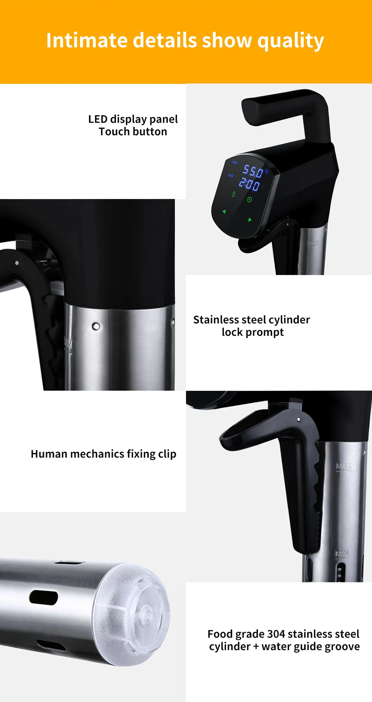 Cocina Sous Vide de 1100W, circulador de inmersión táctil LCD, cocina precisa, cocina al vacío resistente al agua IPX7 con Control inteligente por aplicación