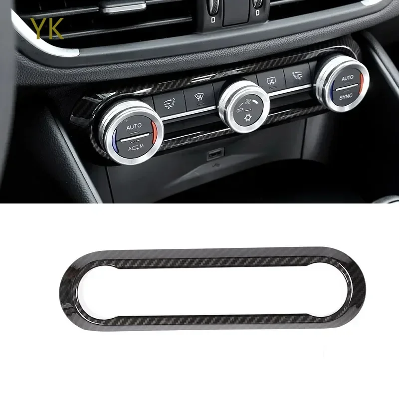

For Alfa Romeo Stelvio Giulia 2017-20 ABS Carbon Fiber Car Air Conditioner Knob Panel Frame Cover Trim Interior Car Accessories