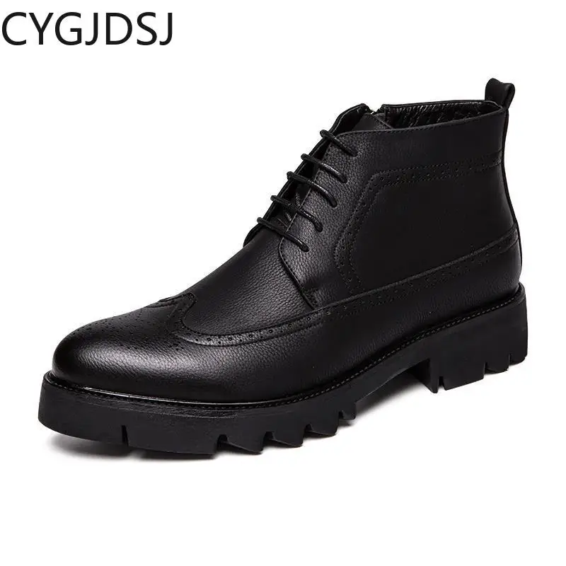 Leather Shoes for Men Ankle Boots for Men Casual Shoes for Men Werkschoenen Casuales Platform Boots Leather Boots Zapatos Hombre