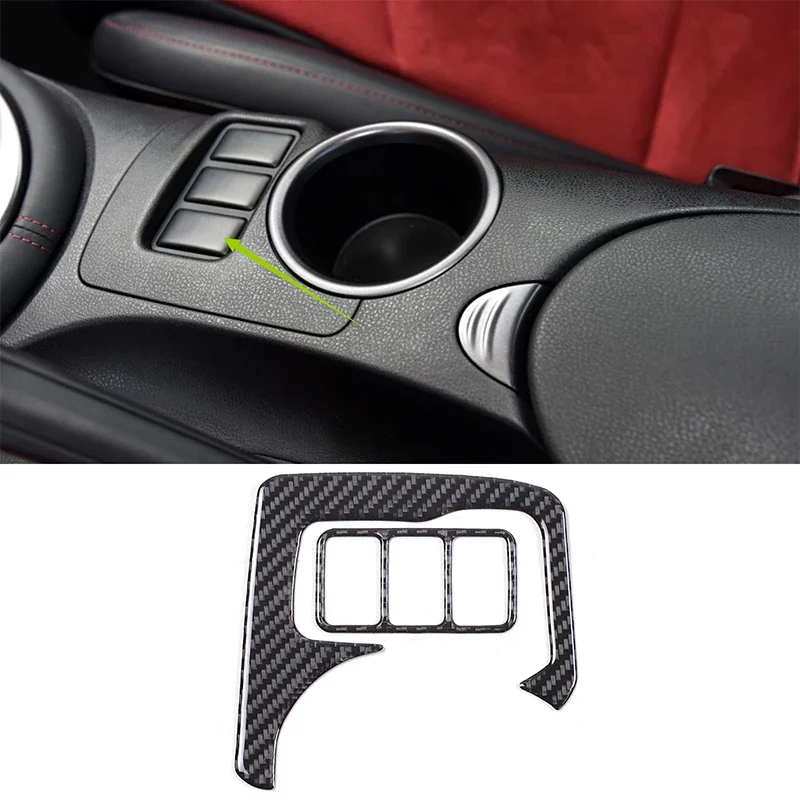 

For Nissan 370Z Z34 2009-UP Carbon Fiber Center console water cup Panel Trim Cover Car Interior Accessories Decorative Stickers