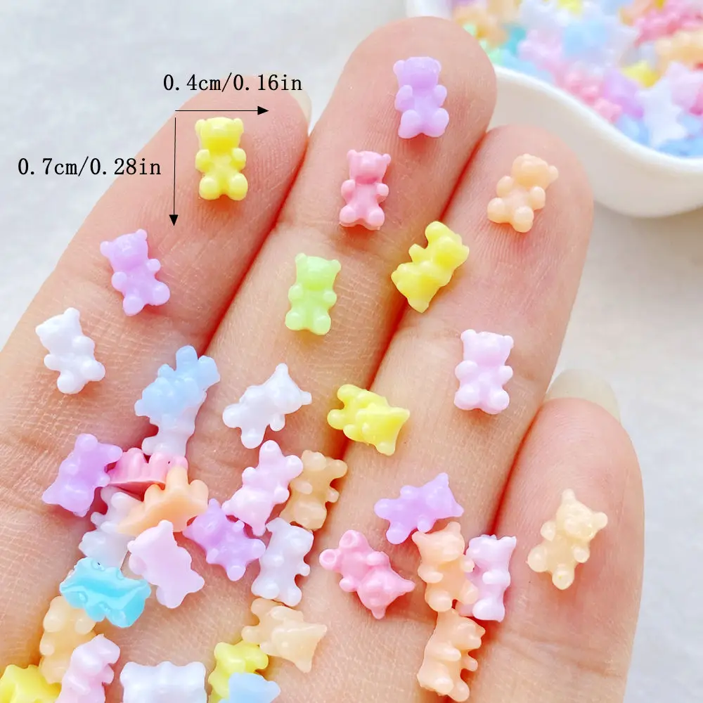 200pcs Resin Cute mini color cartoon Little bear Flat Back Rhinestone Scrapbook DIY Wedding Applique Decor Jewelry Accessories