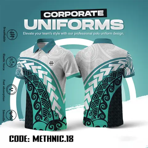 FREE CUSTOM 2026 CORPORATE UNIFORM POLO SHIRT FULL SUBLIMATION PRINT TRIBAL ETHNIC PATTERN FREE LOGO TEXT BREATHABLE ELASTIC