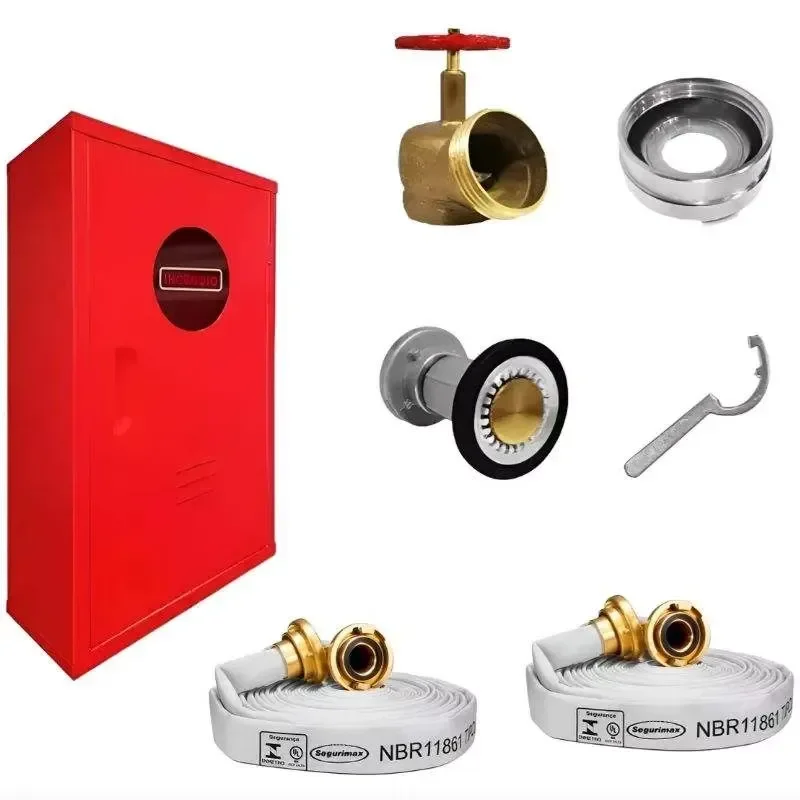 Red Steel Fire Hose Reel Cabinet Wall Mounted Fire Safety Storage Cabinet with View Window for Commercial Buildings
