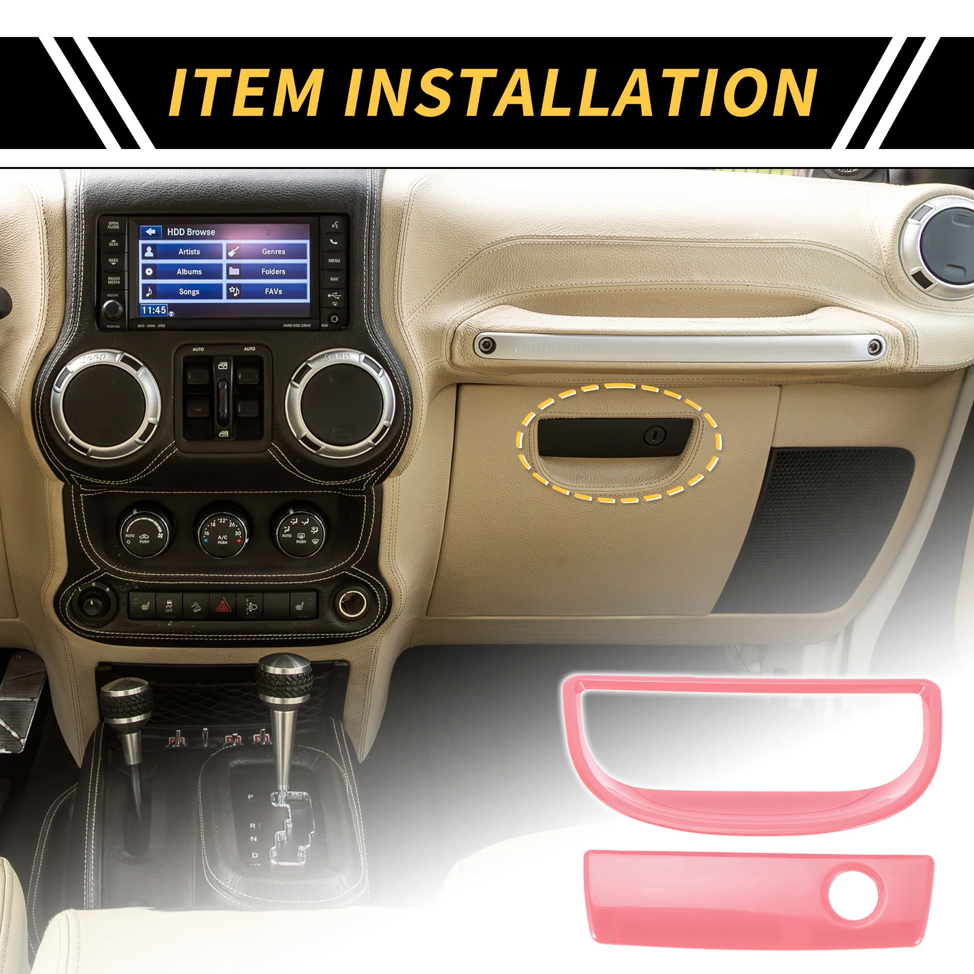 

UXCELL Glove Box Handle Switch Cover Trim for Jeep Wrangler JK 2007-2017 Pink