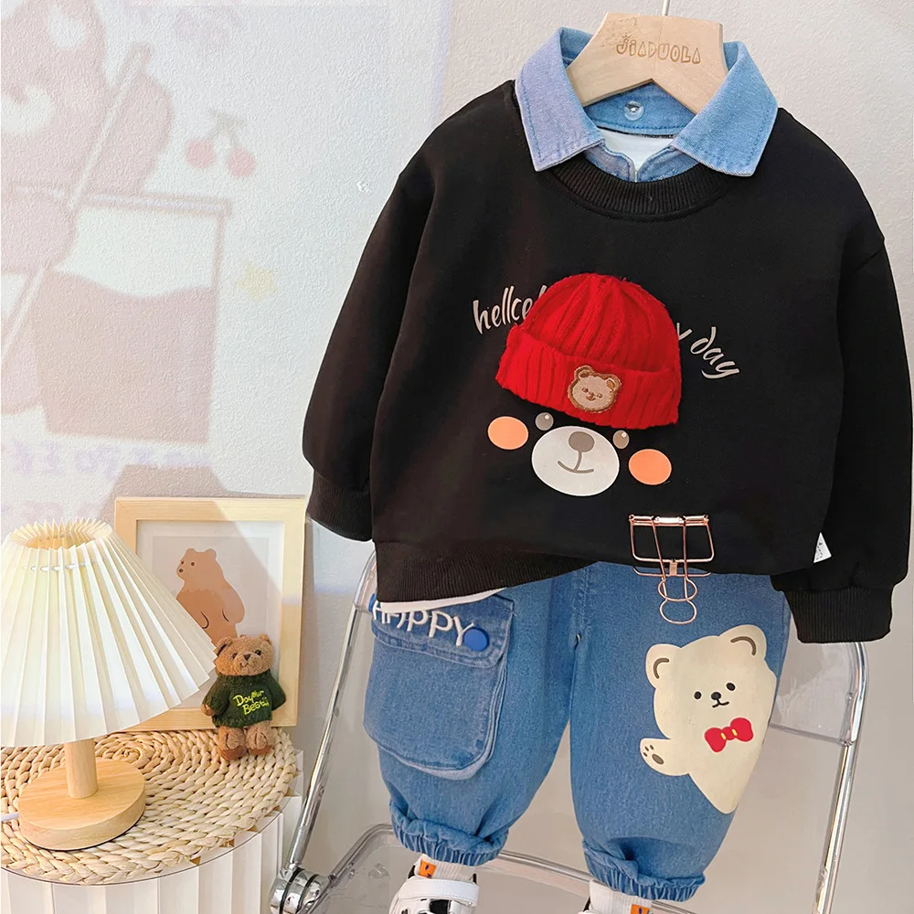 

Spring autumn boys' casual clothes baby children's clothes 1-4Y Children's hoodie set in foreign fashion children's two-piece