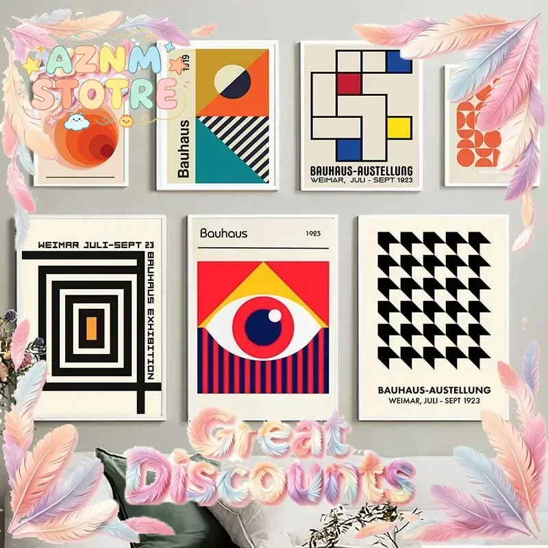 Bauhaus Line Eye Geometric Abstract Nordic Posters And Prints Wall Art Canvas Painting Hotel Bar Pictures For Living Room Dec