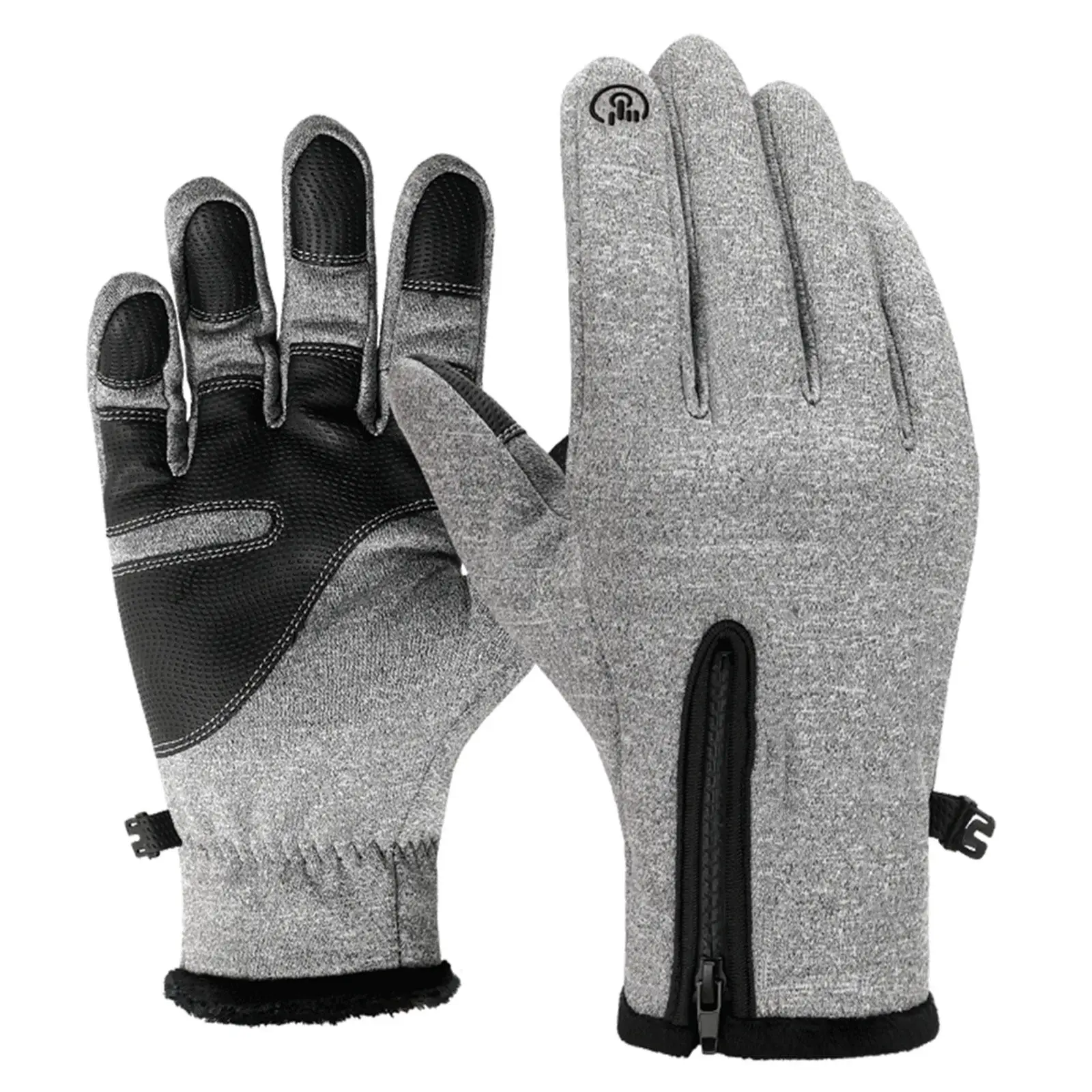 

Winter Cycling Gloves with Touch Screen Technology Waterproof Warm Gloves Size L Gray for Men Women Outdoor Running Anti-Slip