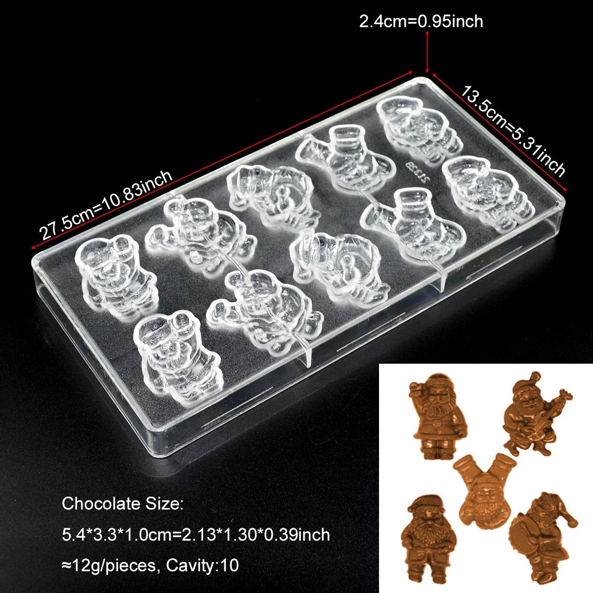 Chocolate Mold Polycarbonate Christmas Shape Candy Bonbons Confectionery Baker Baking Pastry Tools