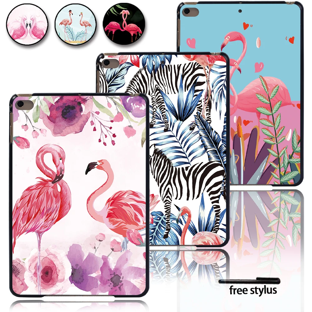 For Apple IPad Mini 4(2015)/Mini 5th (2019) Cover 7.9 Inch Flamingo Pattern Anti-fall Hard Plastic Tablet Protective Back Shell