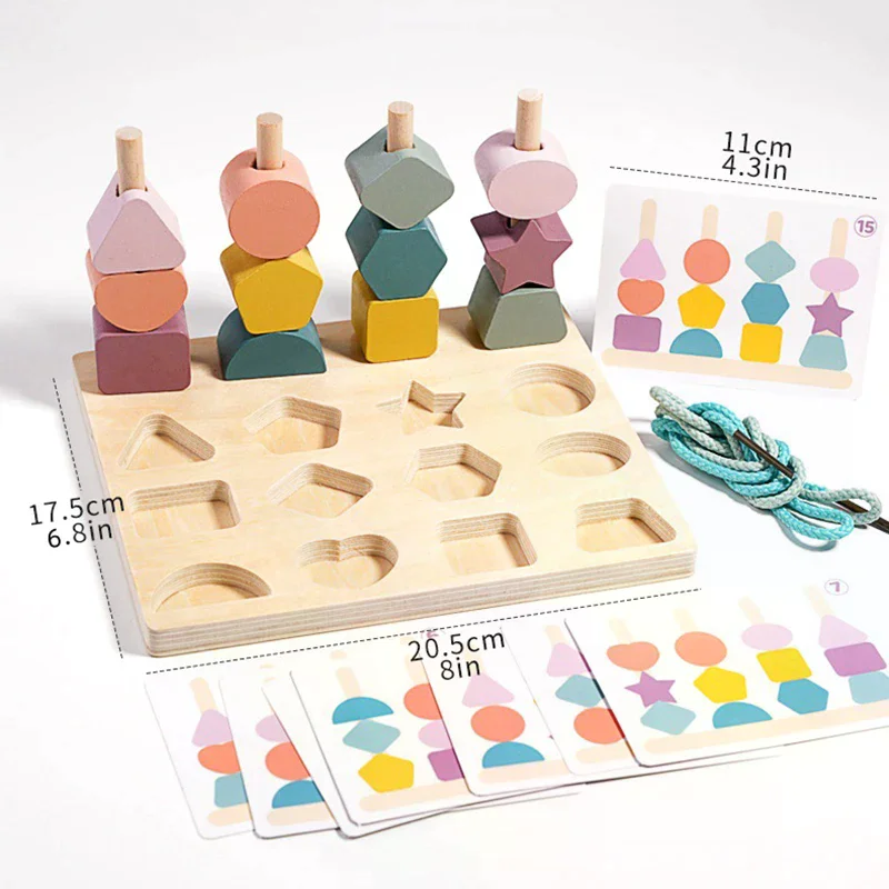 어린이 몬테소리 나무 장난감 색상 모양 일치하는 퍼즐 게임 다채로운 구슬 색상 인식 교육 장난감 어린이를위한 선물
