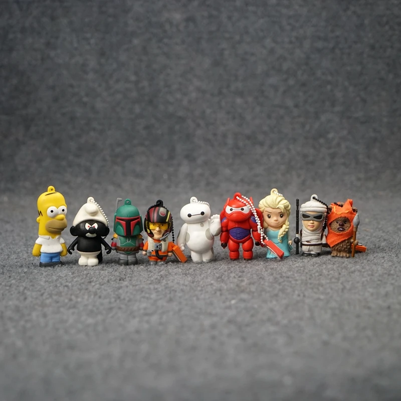 Mini Star Wars Rey Ewok Luke Skywalker Han Solo Action Figures Cartoon Dolls Pendant Key Chain Desktop Decoration Children Gift