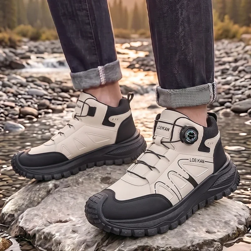 Unisex High-Top Freizeitsneaker mit Drehverschluss, Slip-On, dicker Sohle, modische Alltagsschuhe für Männer und Frauen – Detail 2