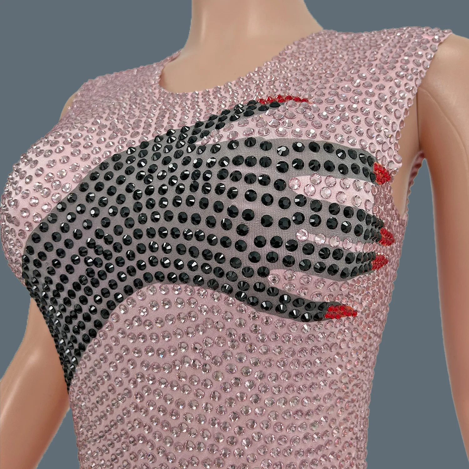 Sexy Alle Strass Nauwsluitende Jumpsuit Hot Meisjes Nachtclub Concert Celebrity Outfit Dans Podium Vest Jumpsuit Handschoenen Heishou