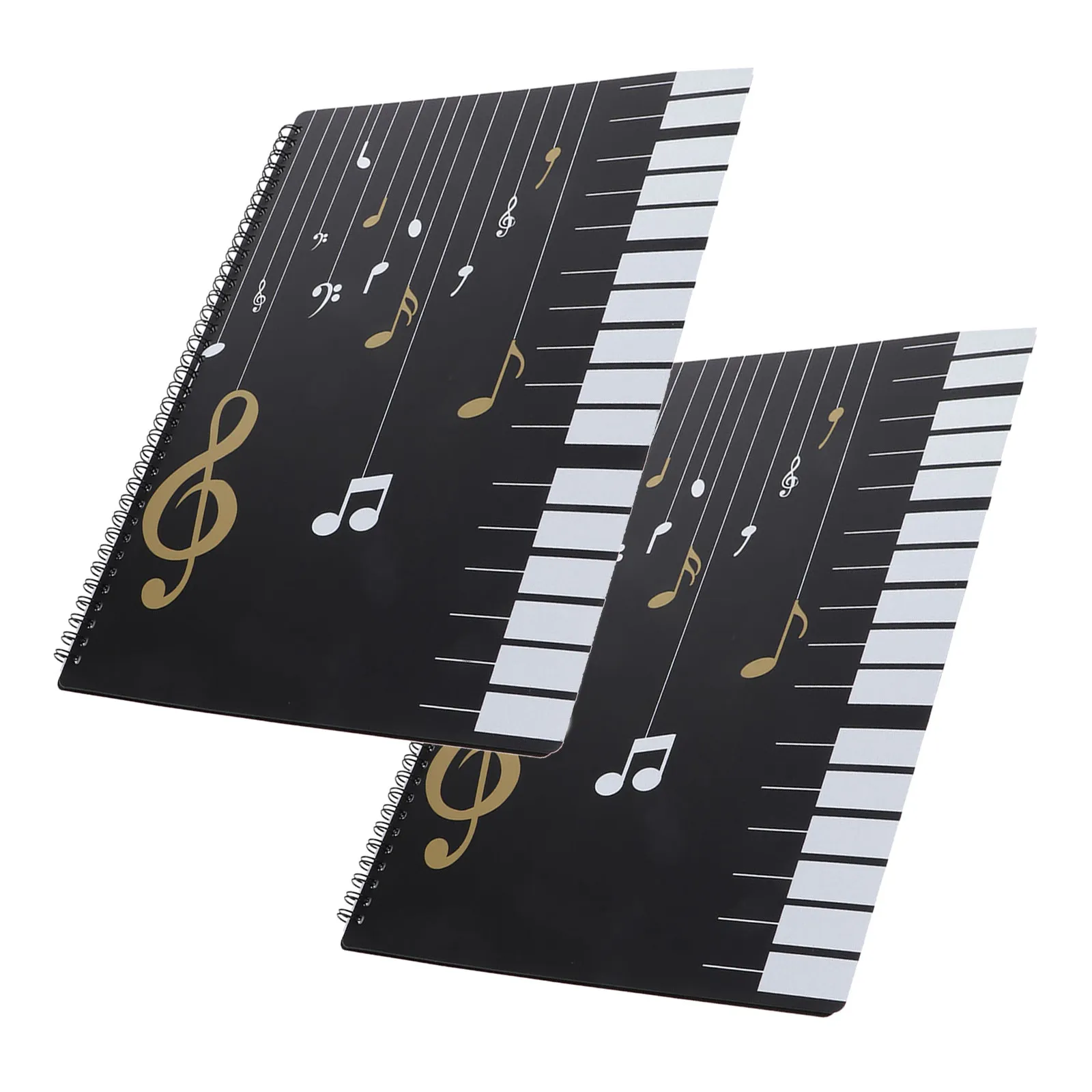 2Pcs A4 Music Folder Sheet Matte Black Thick Hard Cover 60 Pages 30 Sleeves Piano Lessons Practice